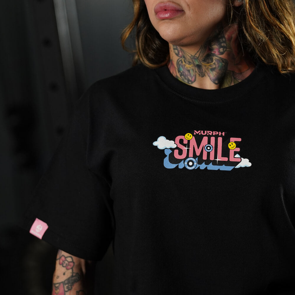 Crop Top Oversize Smile - Negro