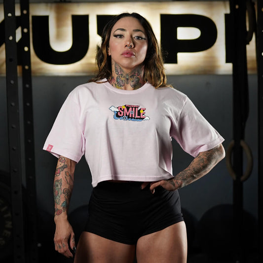 Crop Top Oversize Smile - Pink