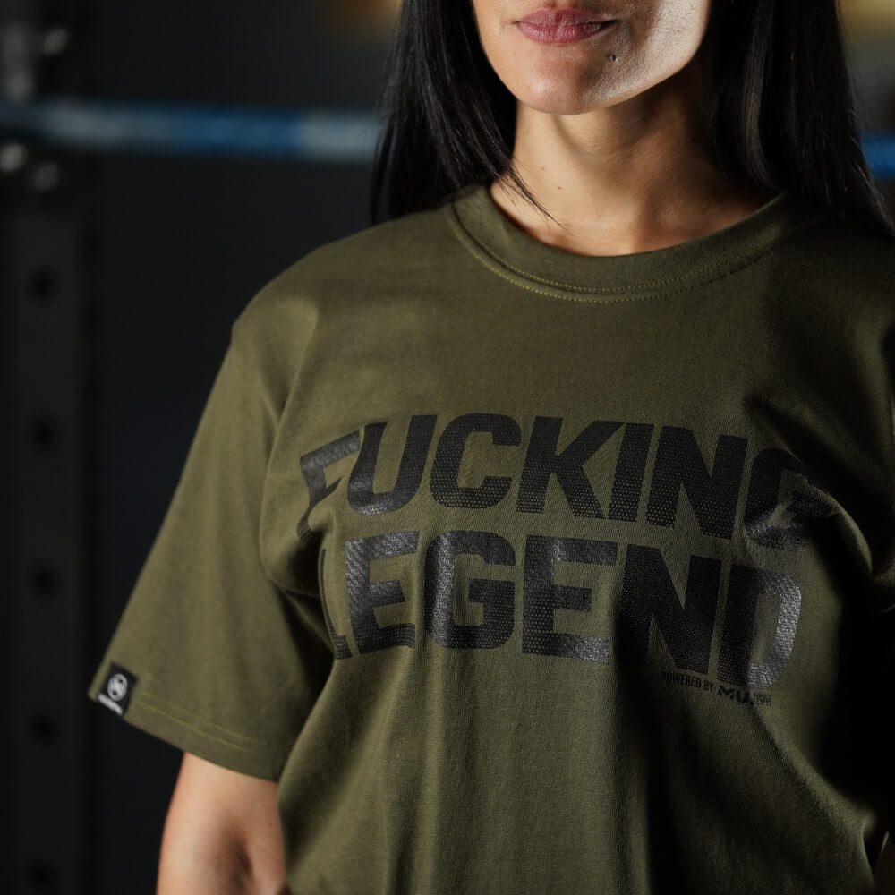 Polera Oversize Fucking Legend - Verde Táctico