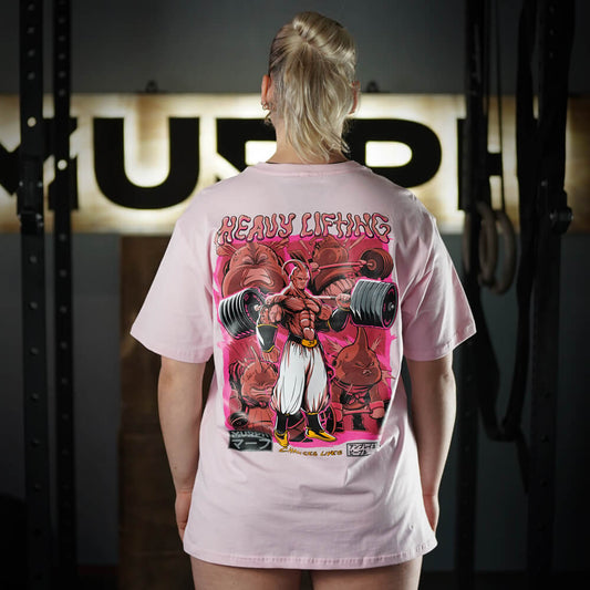 Polera Oversize - Heavy Lifting Change Lives- Rosado