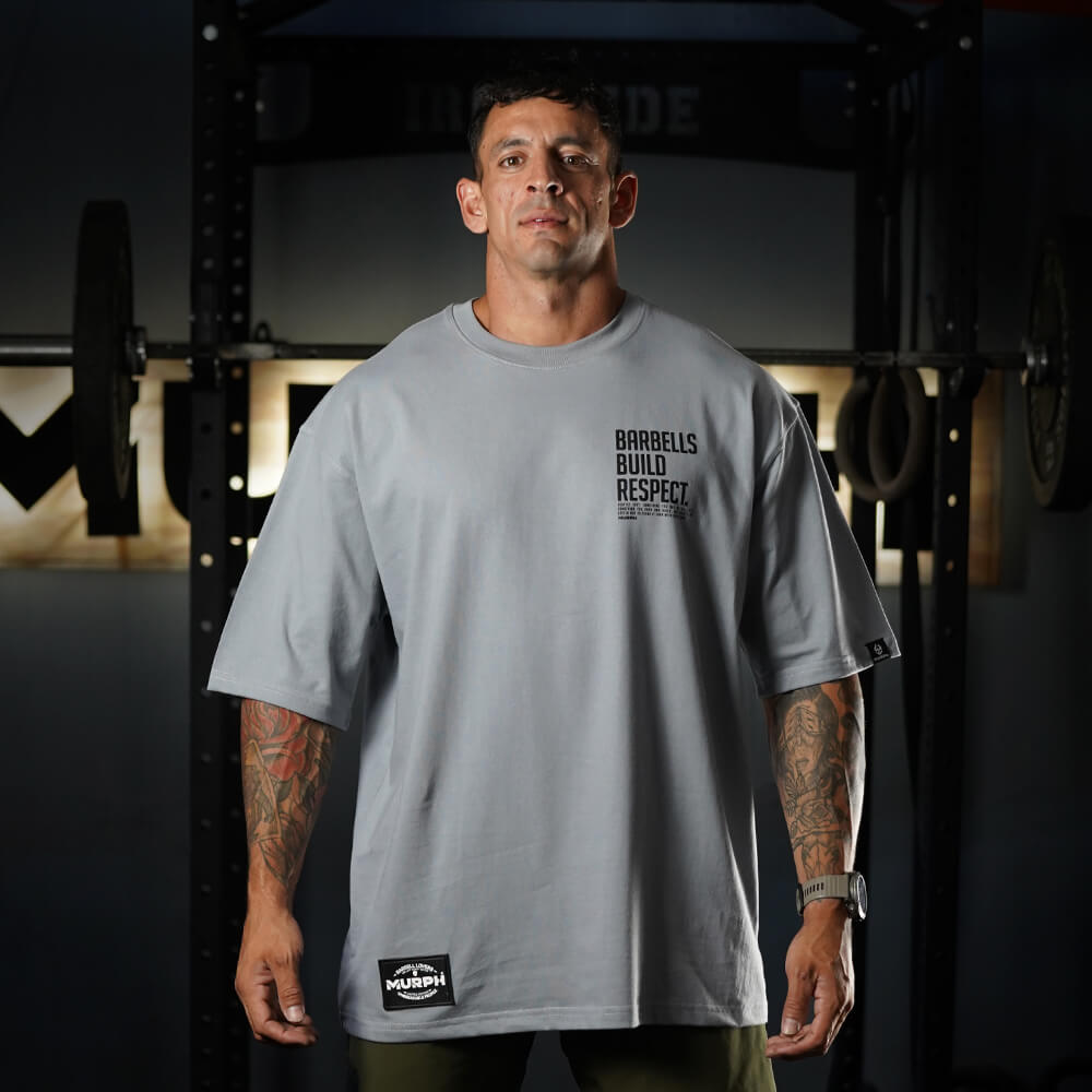 Polera Oversize Premium Barbells Built Respect - Steel