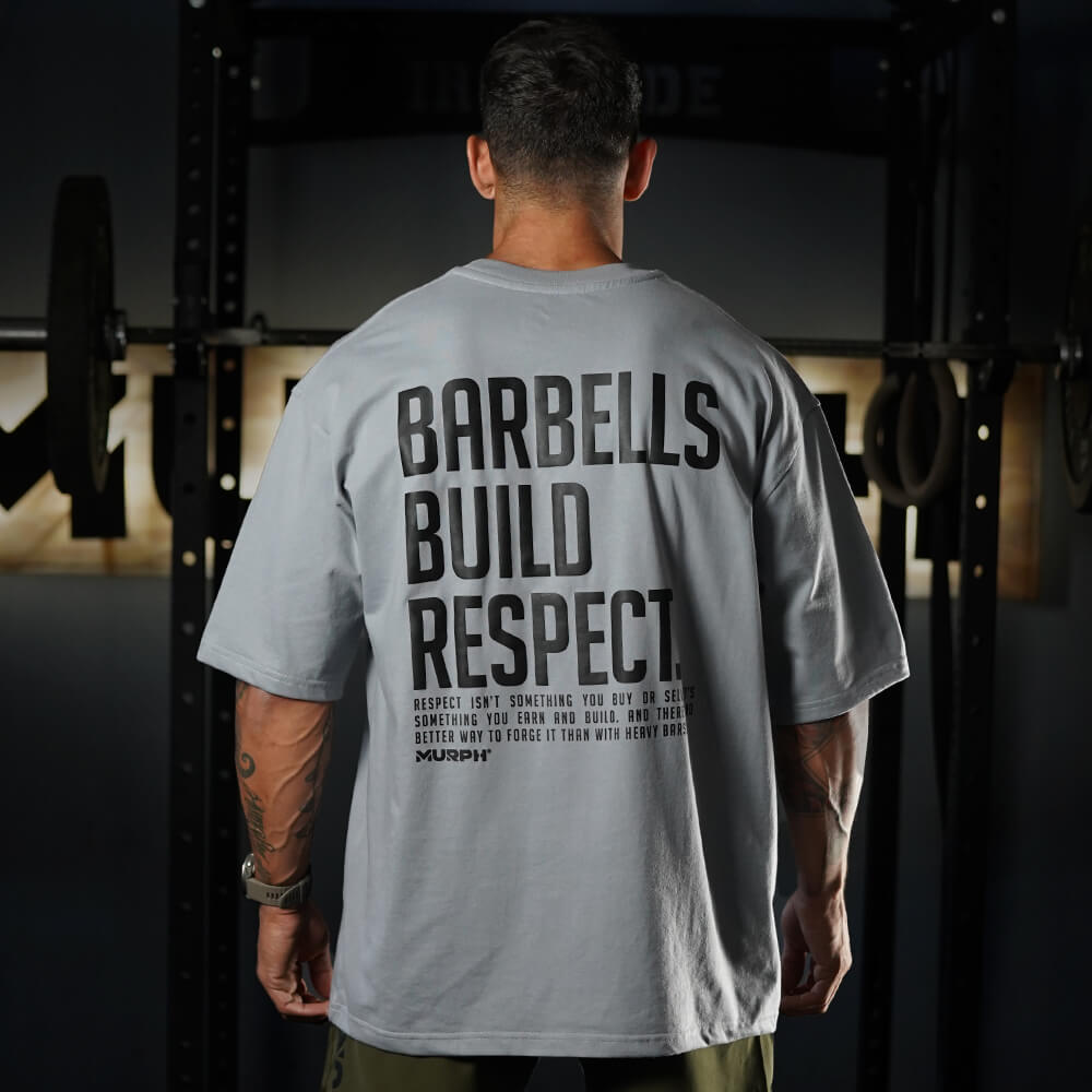 Polera Oversize Premium Barbells Built Respect - Steel