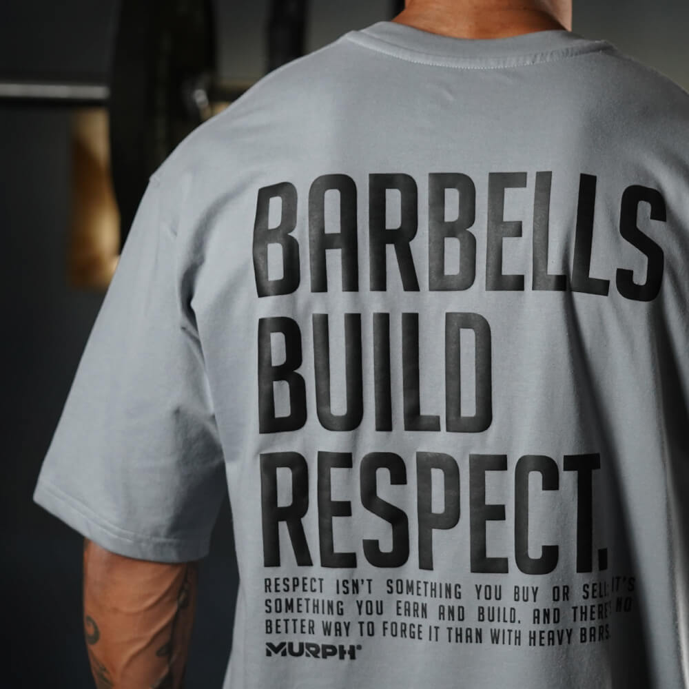 Polera Oversize Premium Barbells Built Respect - Steel