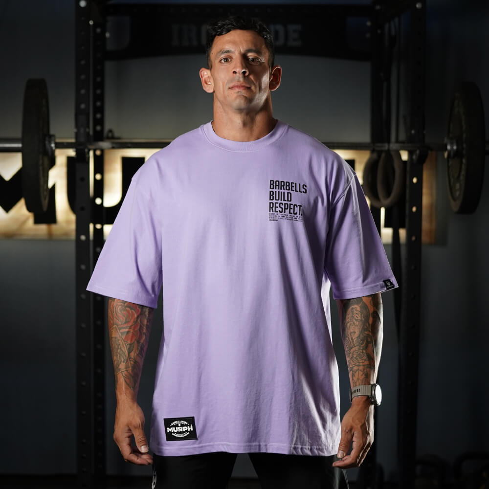 Polera Oversize Premium Barbells Built Respect - Lilac
