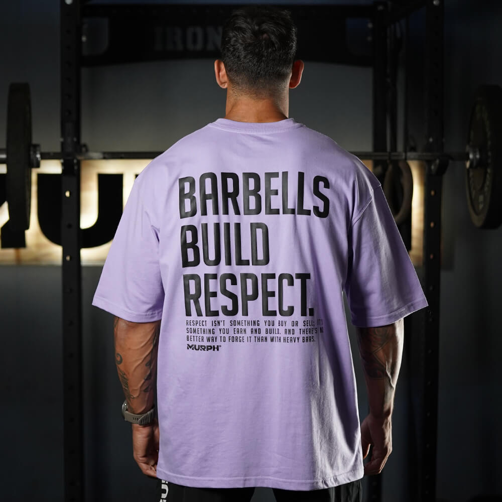 Polera Oversize Premium Barbells Built Respect - Lilac