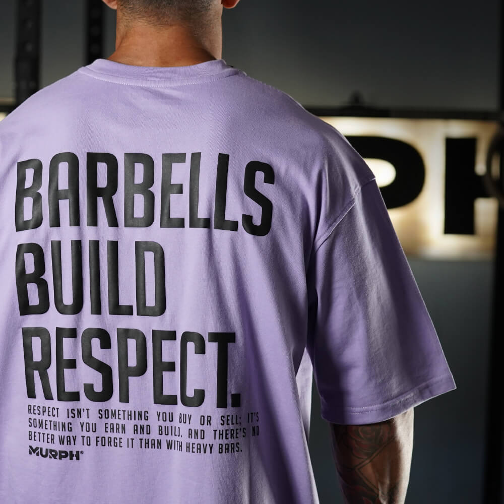 Polera Oversize Premium Barbells Built Respect - Lilac