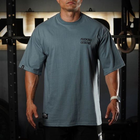 Polera Oversize Premium Embroidery Fucking Legend - Steel Gray