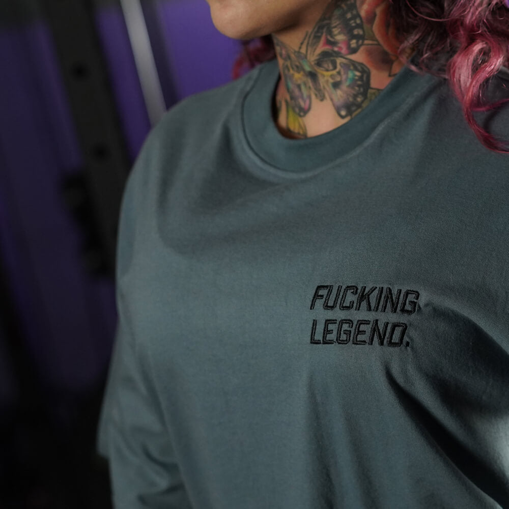 Polera Oversize Premium Embroidery Fucking Legend - Steel Gray
