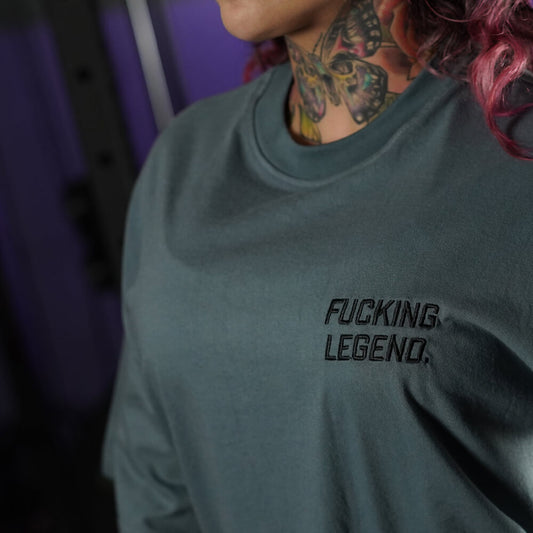 Polera Oversize Premium Embroidery Fucking Legend - Steel Gray