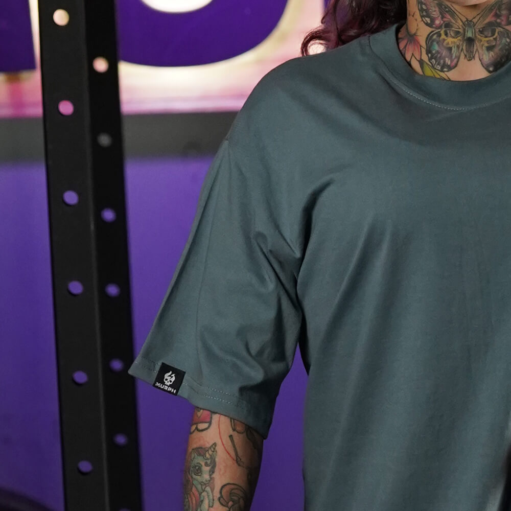 Polera Oversize Premium Embroidery Fucking Legend - Steel Gray