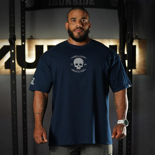 Polera Oversize Barbell Texture - Navy Blue