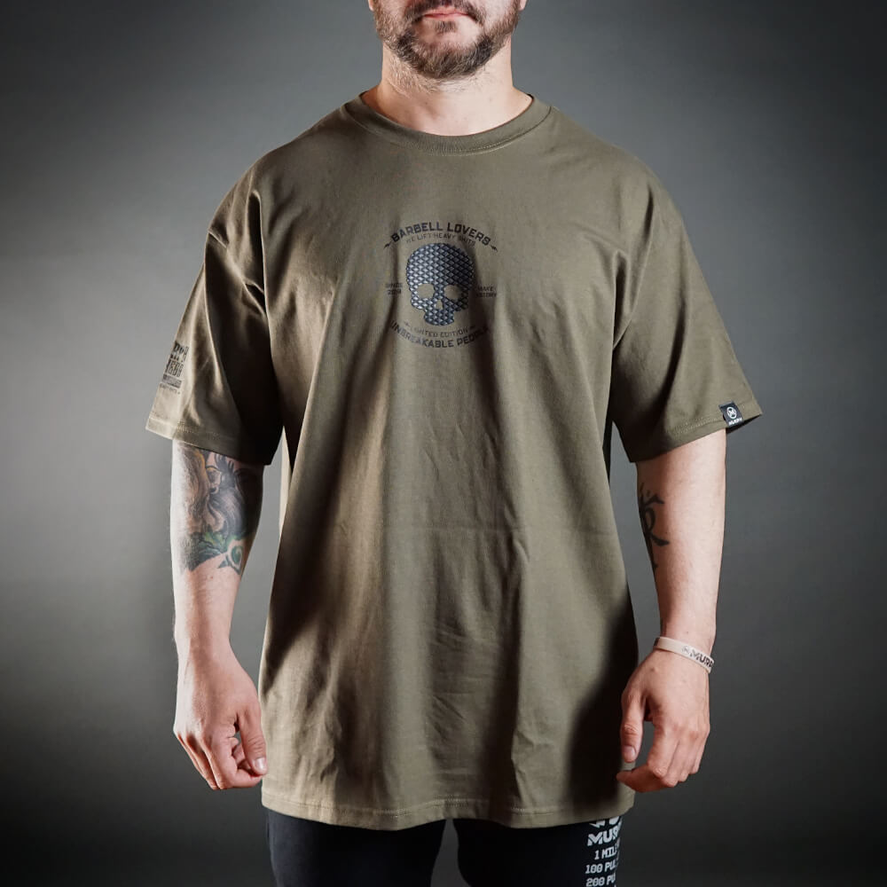 Polera Oversize Barbell Texture - Verde Táctico