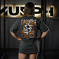 Polera Oversize Caffeine & Barbells - Gris Charcoal