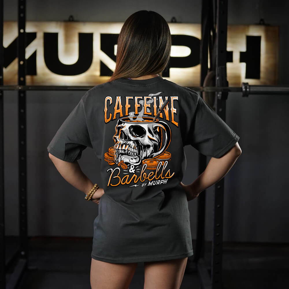 Polera Oversize Caffeine & Barbells - Gris Charcoal