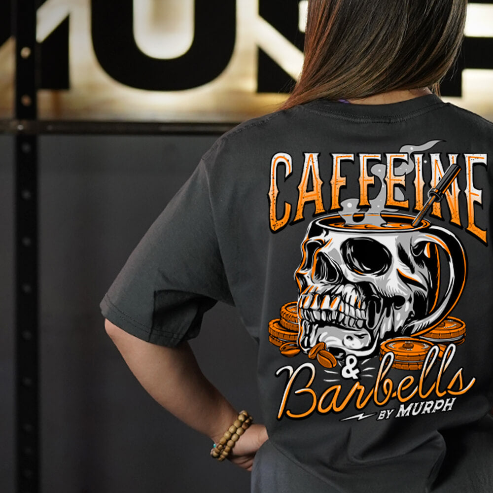 Polera Oversize Caffeine & Barbells - Gris Charcoal