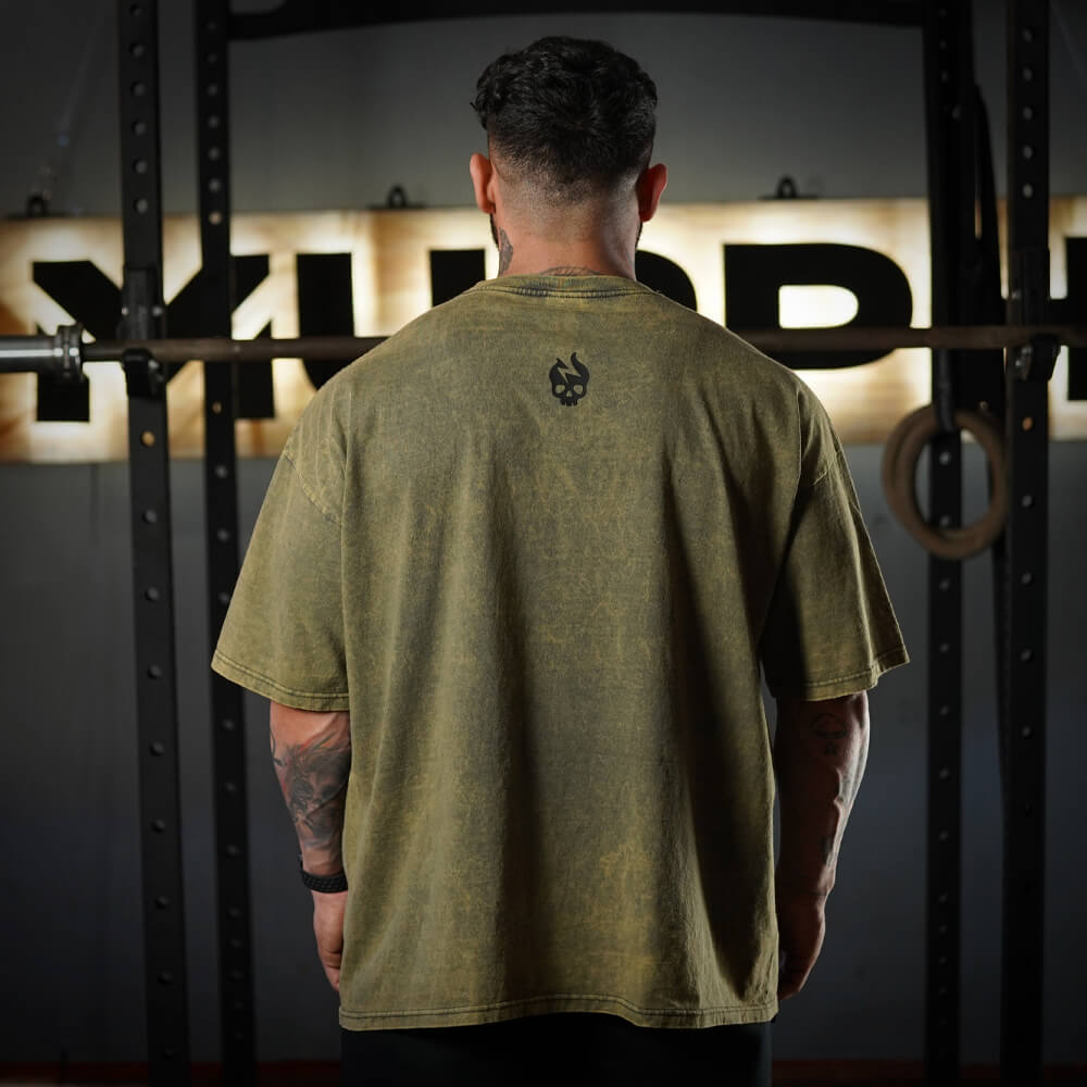 Polera Oversize Premium Discipline Beats Talent - Acid Gold