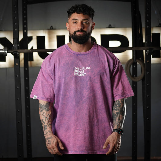 Polera Oversize Premium Discipline Beats Talent - Acid Purple