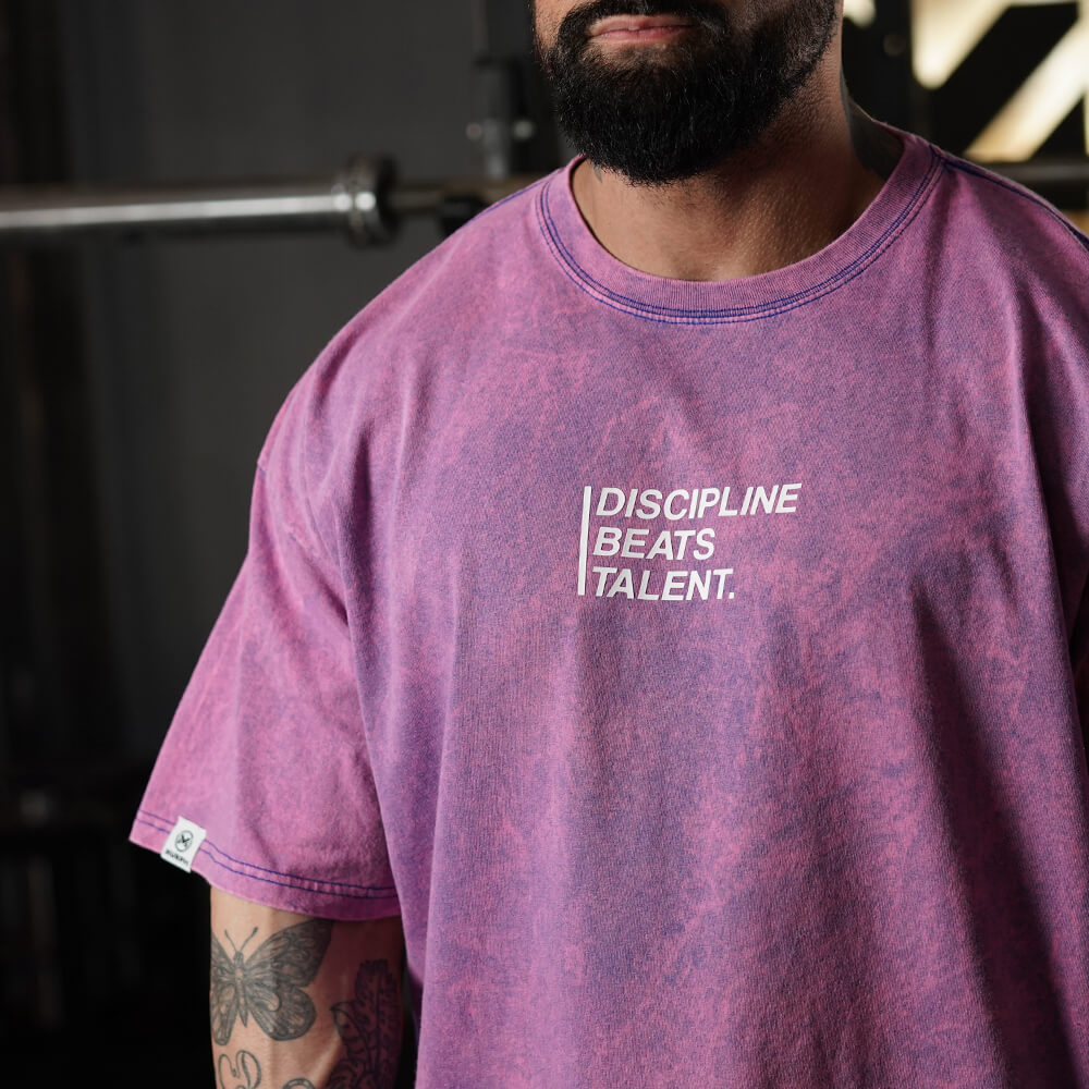 Polera Oversize Premium Discipline Beats Talent - Acid Purple