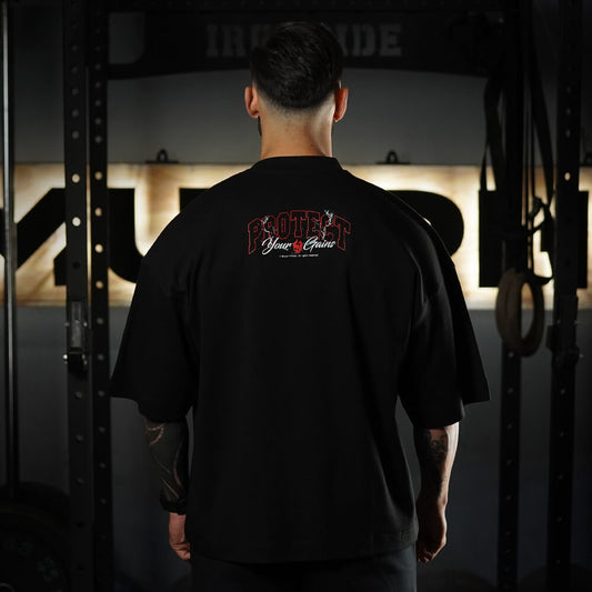 Polera Oversize ICON Premium PROTECT YOUR GAINS - Negro