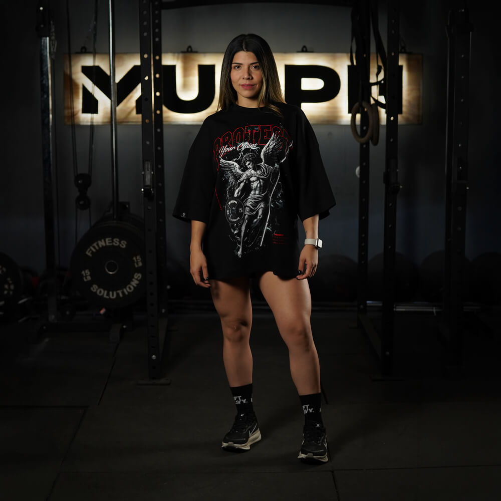 Polera Oversize ICON Premium PROTECT YOUR GAINS - Negro