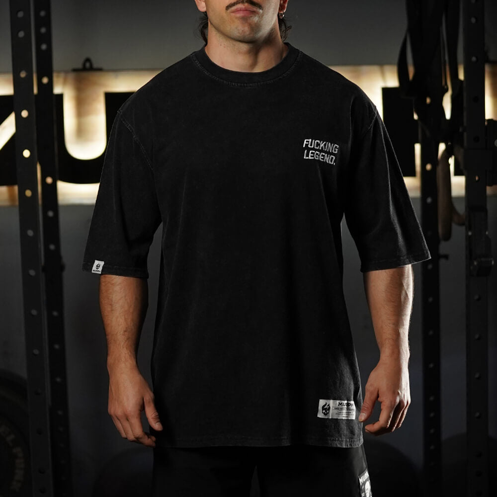 Polera Oversize Premium Embroidery Fucking Legend (Limited Edition) - Acid Black