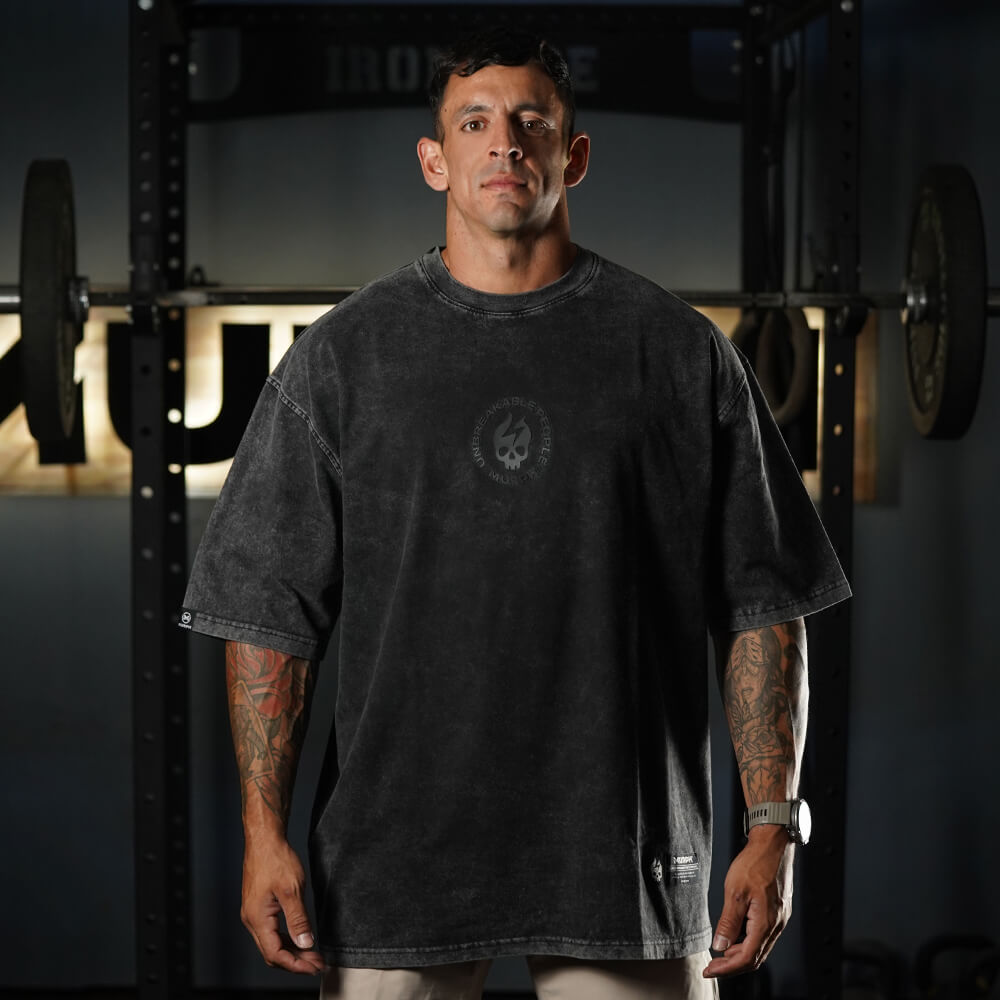 Polera Oversize Premium Circular Logo - Acid Black