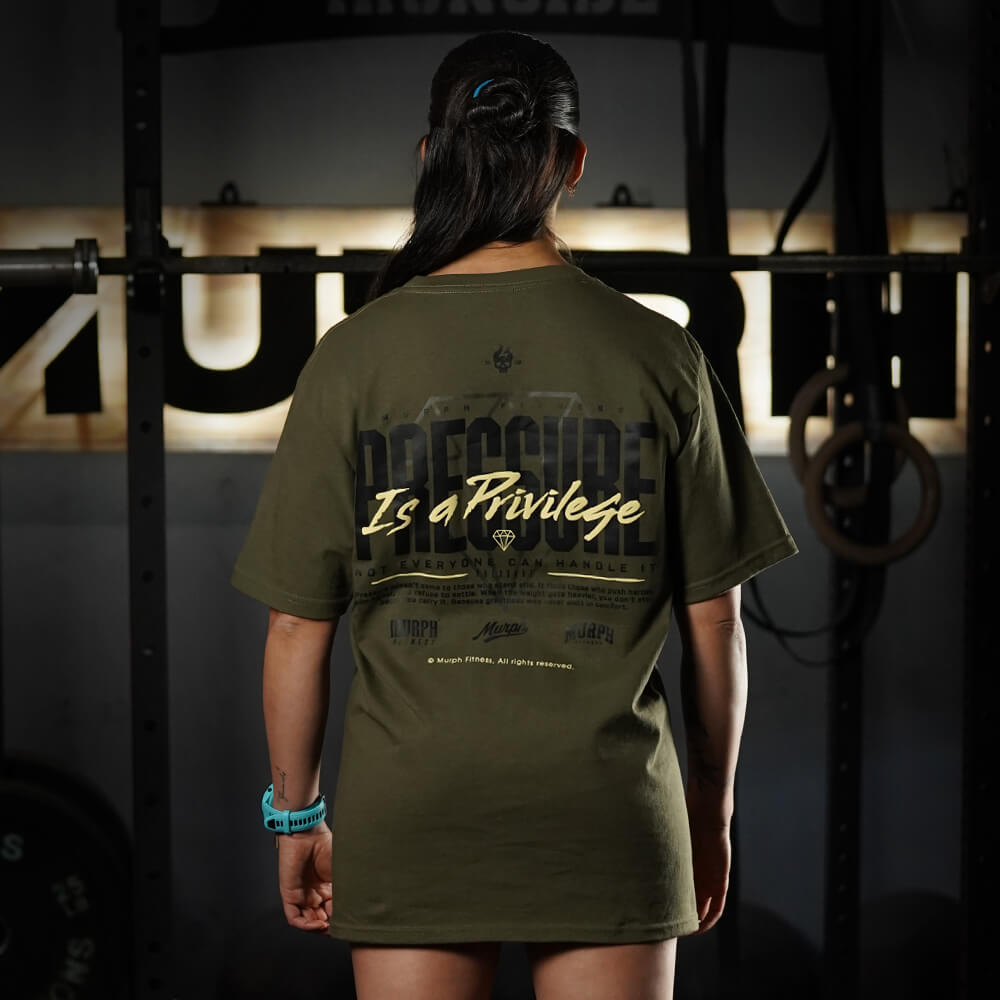 Polera Oversize PRESSURE IS A PRIVILEGE - Tactical Green