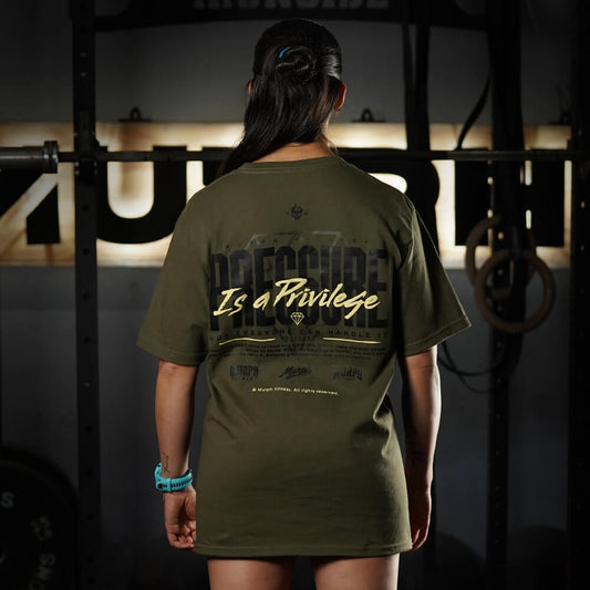 Polera Oversize PRESSURE IS A PRIVILEGE - Tactical Green