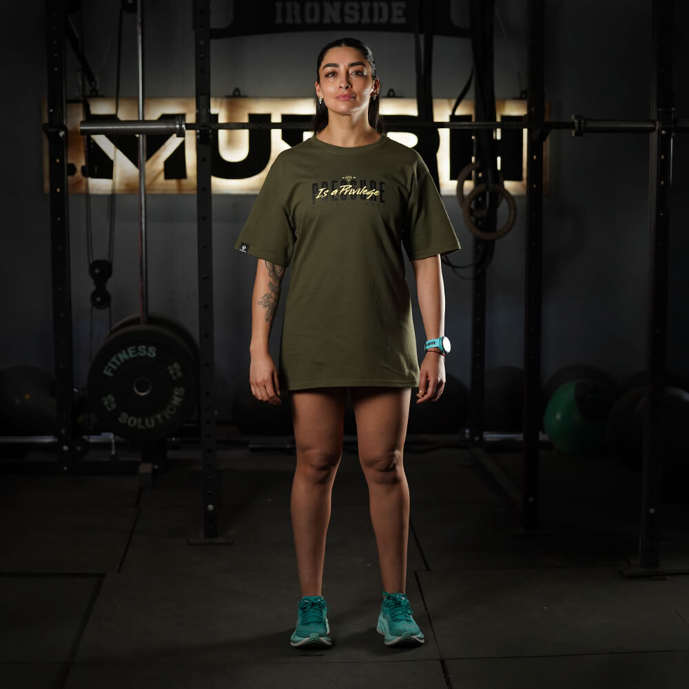 Polera Oversize PRESSURE IS A PRIVILEGE - Tactical Green