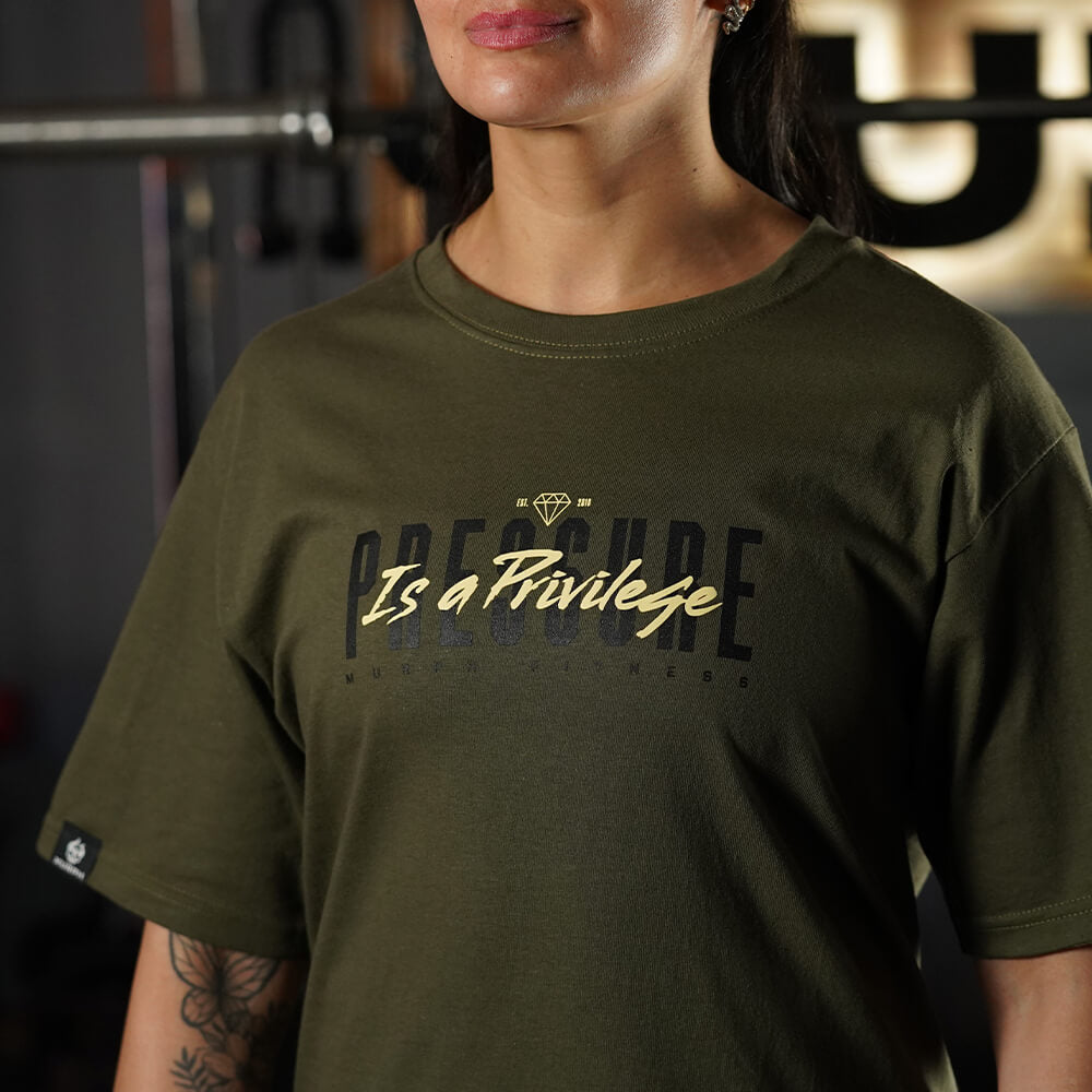 Polera Oversize PRESSURE IS A PRIVILEGE - Tactical Green