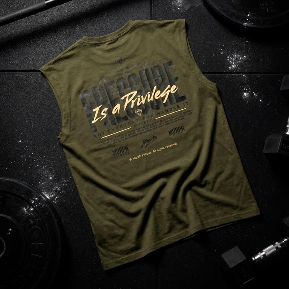 Polera Oversize Sleeveless PRESSURE IS A PRIVILEGE - Tactical Green