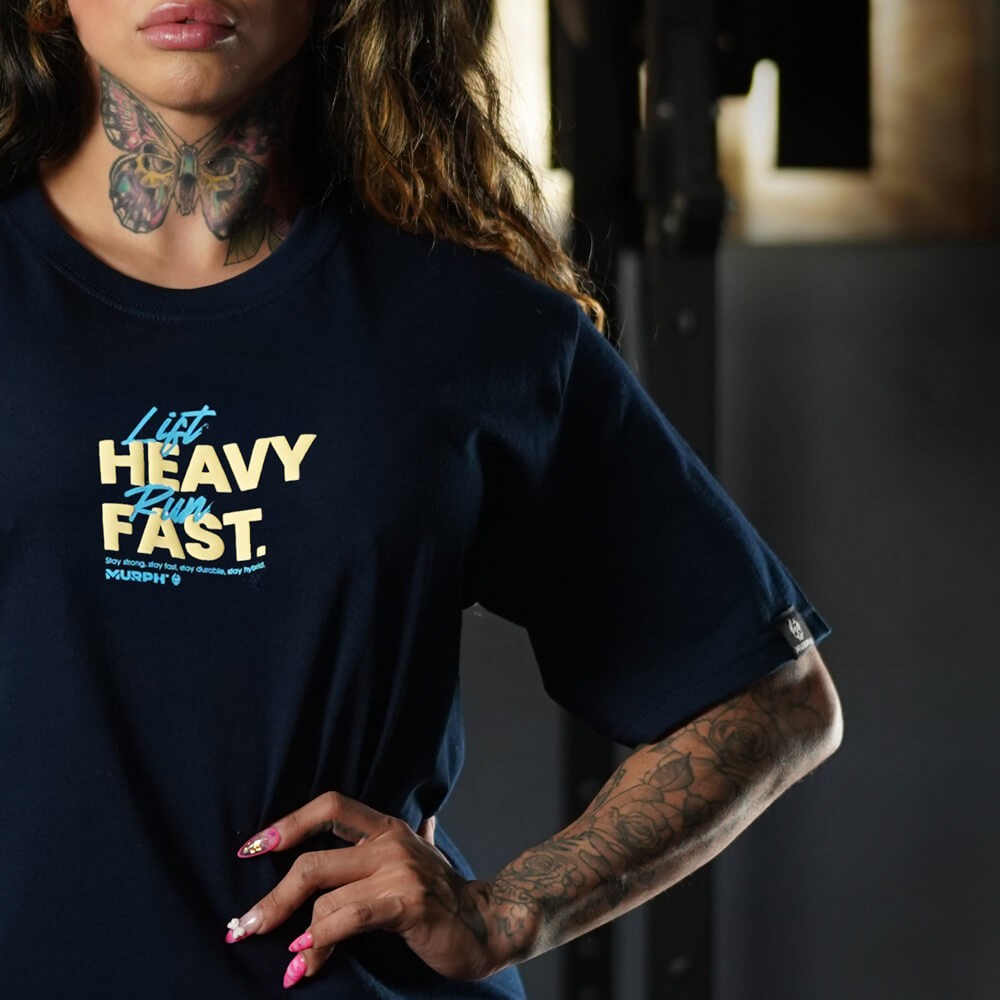 Polera Oversize LIFT HEAVY & RUN FAST - Navy Blue