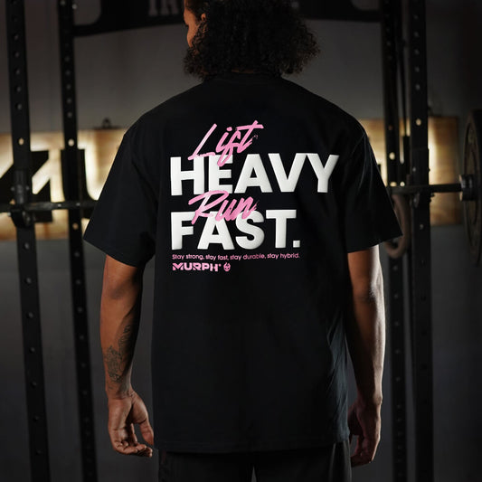 Polera Oversize LIFT HEAVY & RUN FAST - Negro