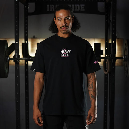 Polera Oversize LIFT HEAVY & RUN FAST - Negro
