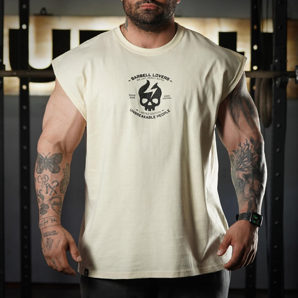 Polera Oversize Sleeveless Barbell Texture - Sweet Cream