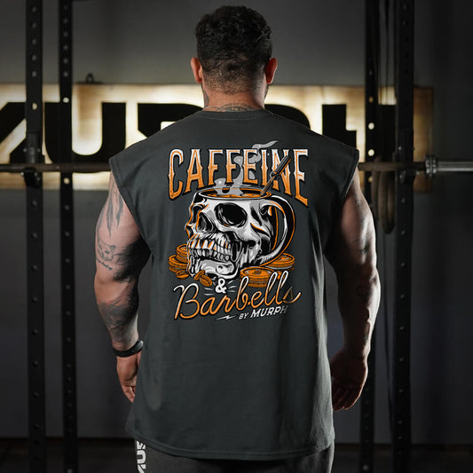 Polera Oversize Sleeveless Caffeine & Barbells - Gris Charcoal