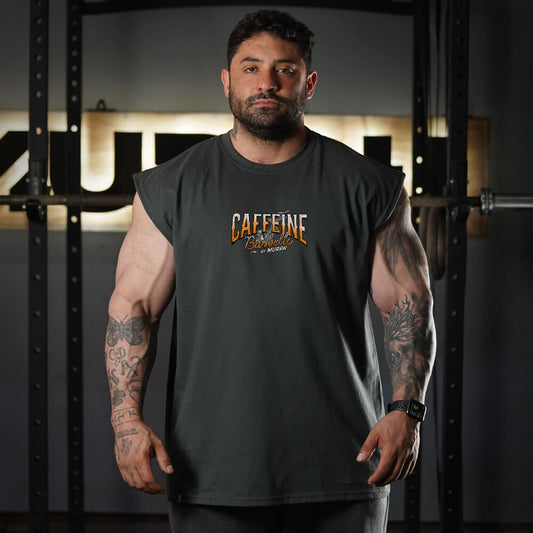 Polera Oversize Sleeveless Caffeine & Barbells - Gris Charcoal