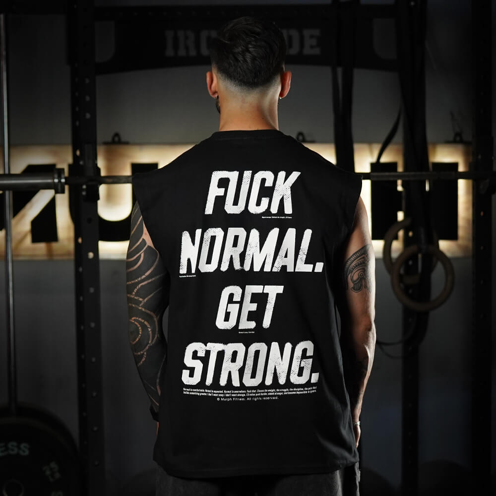 Polera Oversize Sleeveless FUCK NORMAL - Negro