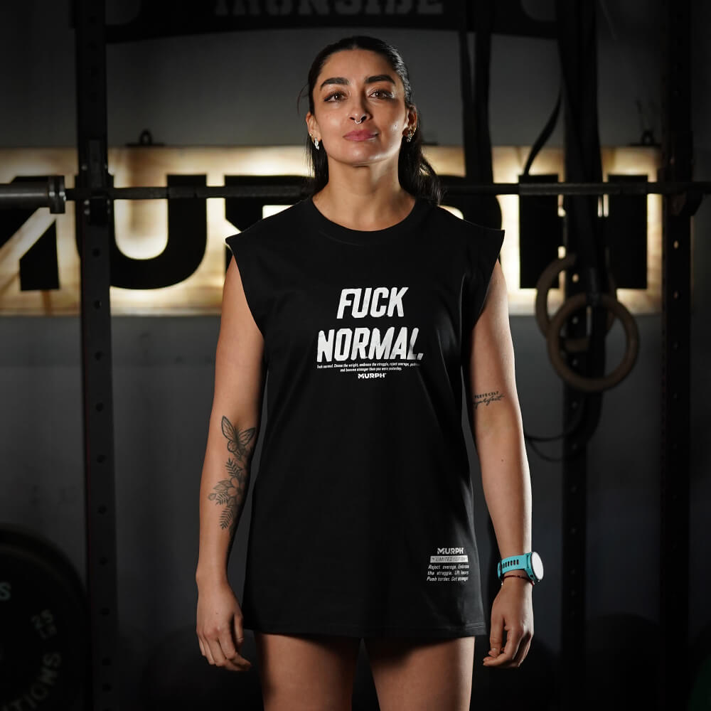 Polera Oversize Sleeveless FUCK NORMAL - Negro