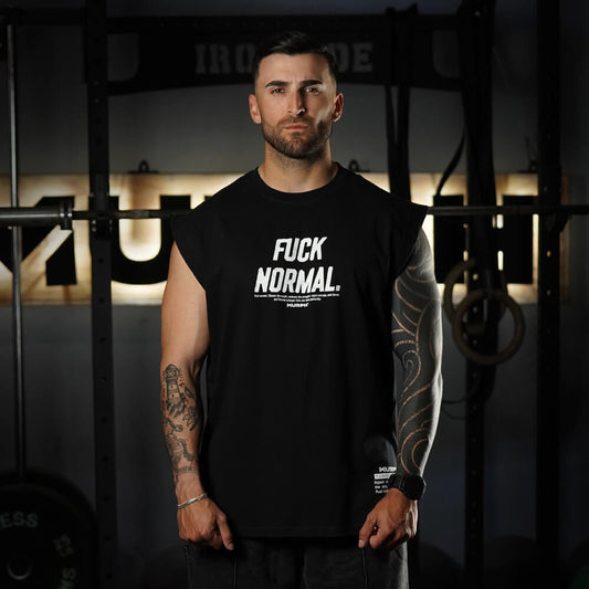 Polera Oversize Sleeveless FUCK NORMAL - Negro
