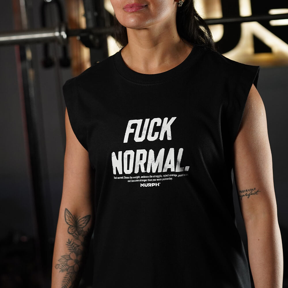 Polera Oversize Sleeveless FUCK NORMAL - Negro