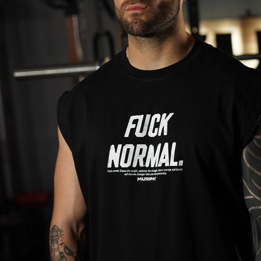 Polera Oversize Sleeveless FUCK NORMAL - Negro