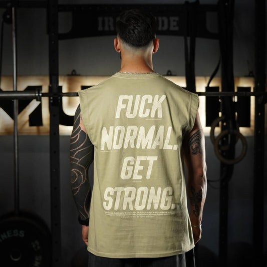 Polera Oversize Sleeveless FUCK NORMAL - Nut
