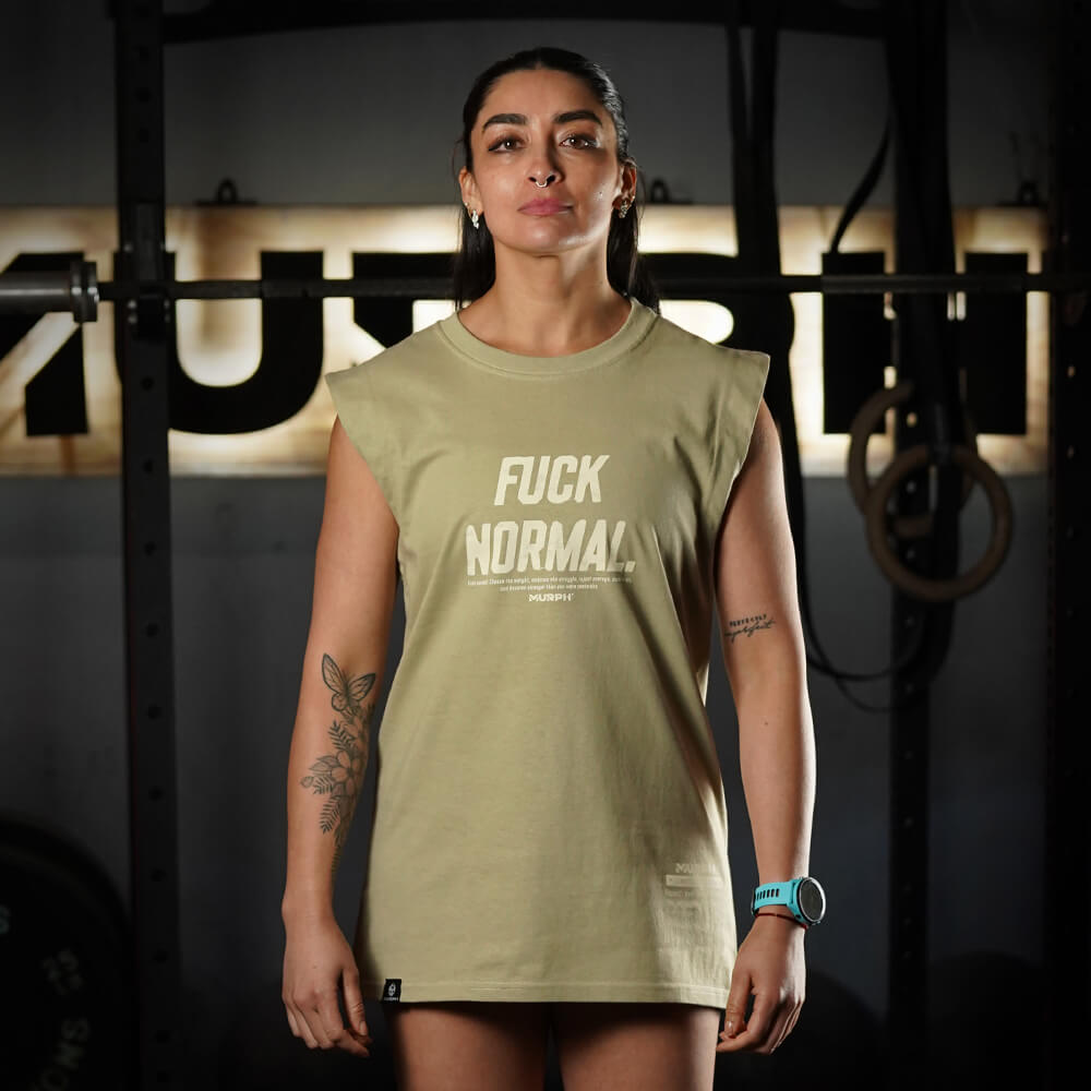 Polera Oversize Sleeveless FUCK NORMAL - Nut