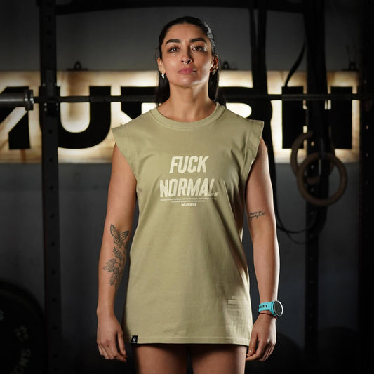 Polera Oversize Sleeveless FUCK NORMAL - Nut