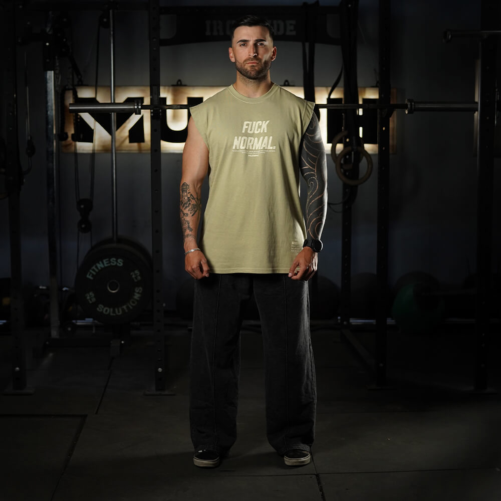 Polera Oversize Sleeveless FUCK NORMAL - Nut