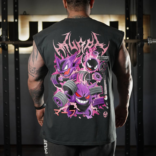 Polera Oversize Sleeveless Gymgar - Gris Charcoal