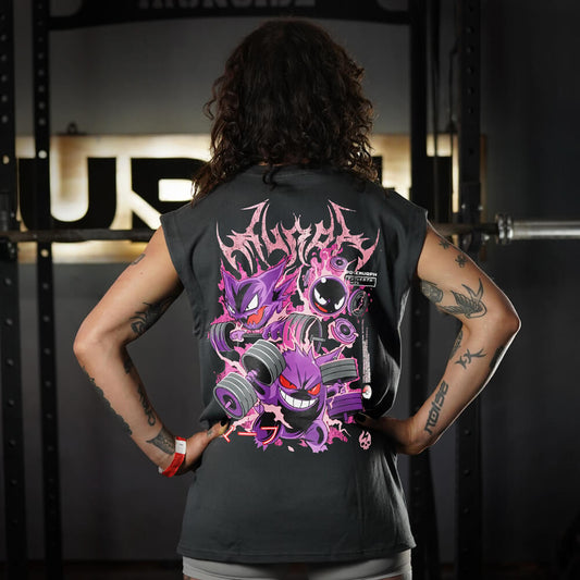 Polera Oversize Sleeveless Gymgar - Gris Charcoal