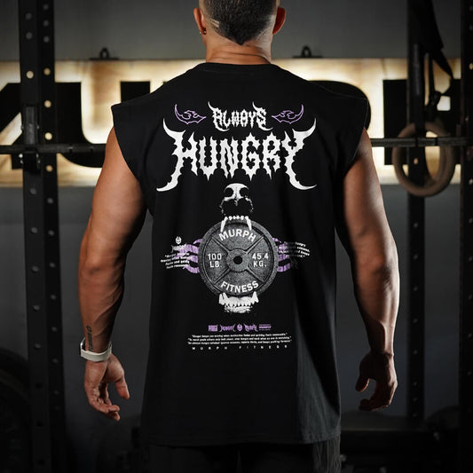 Polera Oversize Sleeveless Always Hungry - Negro