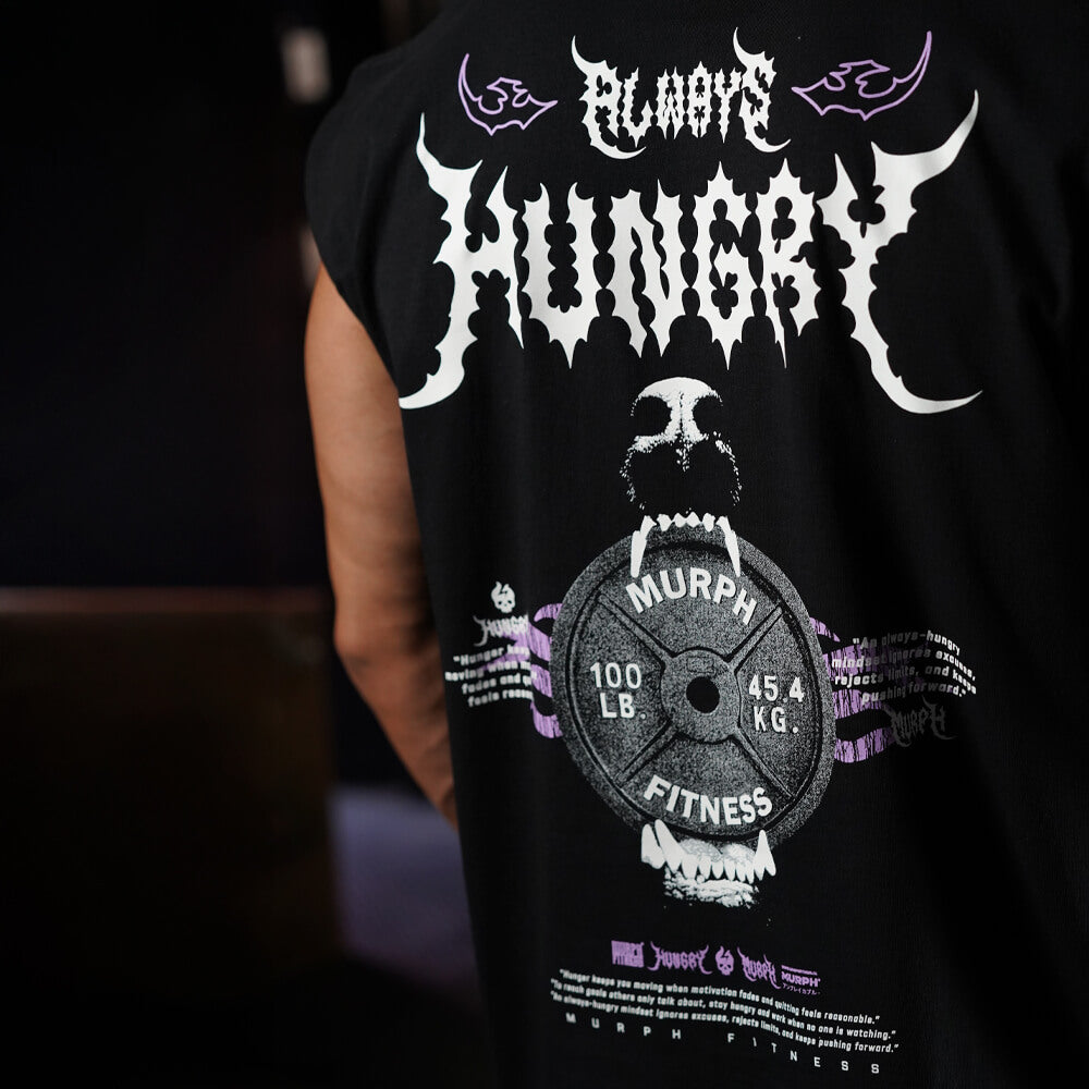 Polera Oversize Sleeveless Always Hungry - Negro
